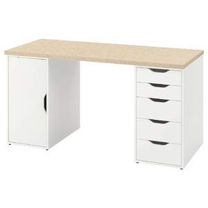 MITTCIRKEL / ALEX Desk, lively pine effect/white, 140x60 cm