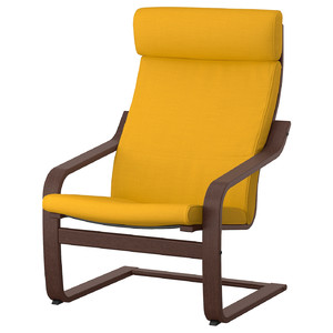 POÄNG Armchair, brown/Skiftebo yellow