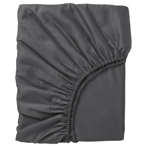 NATTJASMIN Fitted sheet, dark grey, 90x200 cm