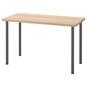 LAGKAPTEN / ADILS Desk, white stained oak effect, dark grey, 120x60 cm