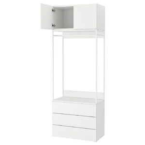 PLATSA Wardrobe with 2 doors+3 drawers, white, Fonnes white, 80x42x221 cm