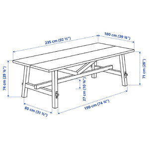 SKOGSTA / INGOLF Table and 6 chairs, acacia/black, 235x100 cm