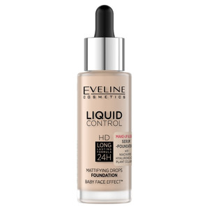 Eveline Liquid Control HD Mattifying Drops Foundation 002 Soft Porcelain 32ml