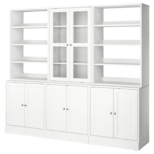 HAVSTA Storage combination w glass doors, white, 243x47x212 cm