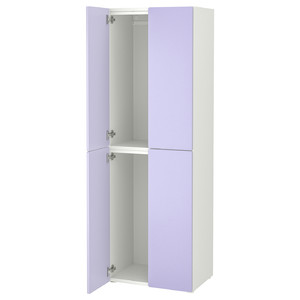 SMÅSTAD / PLATSA Wardrobe, white lilac/with 2 clothes rails, 60x42x181 cm