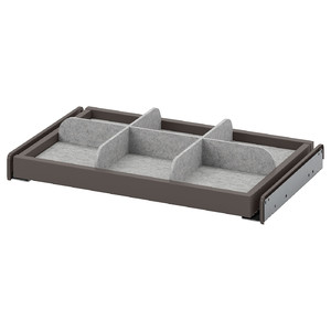 KOMPLEMENT Pull-out tray with divider, dark grey/light grey, 50x35 cm