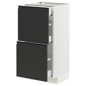 METOD / MAXIMERA Base cab with 2 fronts/3 drawers, white/Upplöv matt anthracite, 40x37 cm