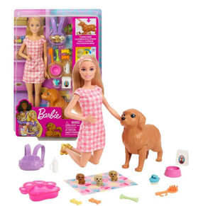 Barbie® Doll and Newborn Pups Playset New 2022! HCK75 3+