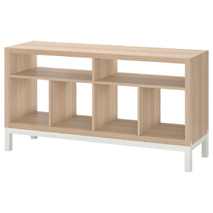 KALLAX Tv bench with underframe, white stained oak effect, 147x39x78 cm