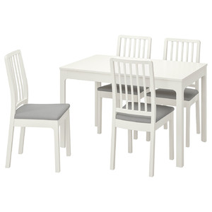 EKEDALEN / EKEDALEN Table and 4 chairs, white, Orrsta light grey, 120/180 cm