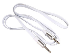 Cable 3.5mm jack, flat 1m, metal plug, white Maclean MCTV-694 W