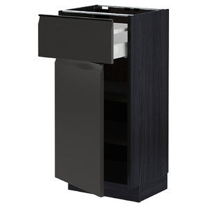 METOD / MAXIMERA Base cabinet with drawer/door, black/Upplöv matt anthracite, 40x37 cm