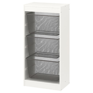 TROFAST Storage combination with boxes, white/dark grey, 46x30x94 cm