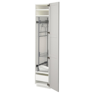 METOD / MAXIMERA High cabinet with cleaning interior, white/Lerhyttan light grey, 40x60x200 cm