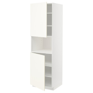 METOD High cab f micro w 2 doors/shelves, white/Vallstena white, 60x60x200 cm