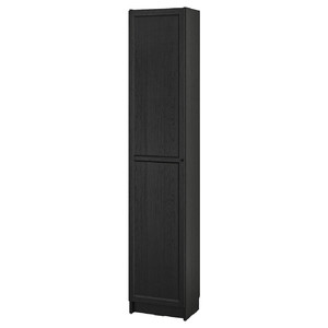 BILLY / OXBERG Bookcase with doors, black oak effect, 40x30x202 cm