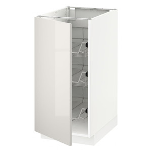 METOD Base cabinet with wire baskets, white/Ringhult light grey, 40x60 cm