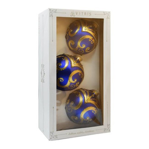 Christmas Glass Baubles Set 100mm 3pcs, blue