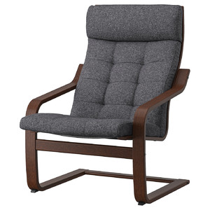 POÄNG Armchair, brown/Gunnared dark grey