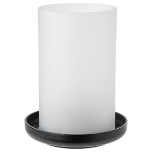 HEDERVÄRD Lantern, frosted glass/black, 22 cm