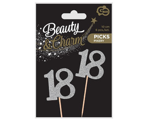 Birthday Picks 18 6pcs, silver