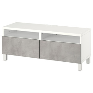 BESTÅ TV bench with drawers, white/Kallviken/Stubbarp light grey, 120x42x48 cm