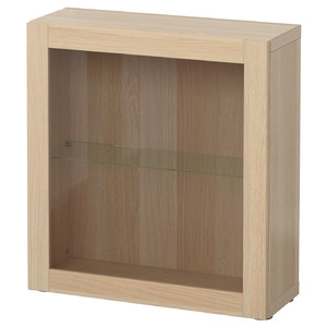 BESTÅ Shelf unit with glass door, Sindvik white stained oak effect, 60x20x64 cm