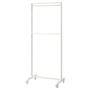 MITTZON Frame w castors/coat rack/disp shlf, white, 85x205 cm