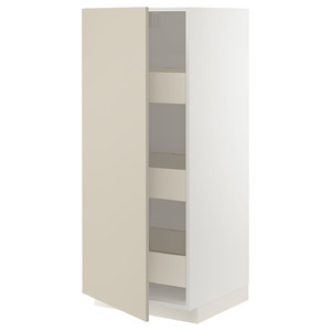 METOD / MAXIMERA High cabinet with drawers, white/Havstorp beige, 60x60x140 cm