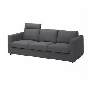 VIMLE 3-seat sofa, with headrest, Hallarp grey