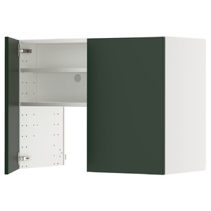 METOD Wall cb f extr hood w shlf/door, white/Havstorp deep green, 80x60 cm