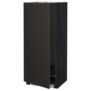 METOD High cabinet for fridge/freezer, black, Kungsbacka anthracite, 60x60x140 cm
