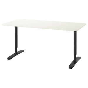 BEKANT Desk, white, black, 160x80 cm