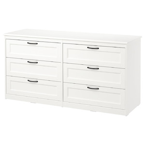 SONGESAND Chest of 6 drawers, white, 161x81 cm