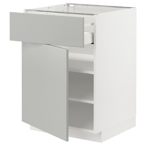 METOD / MAXIMERA Base cabinet with drawer/door, white/Havstorp light grey, 60x60 cm