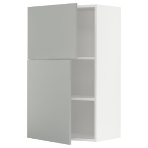 METOD Wall cabinet with shelves/2 doors, white/Havstorp light grey, 60x100 cm