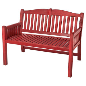 PÄRONHOLMEN Bench with backrest, outdoor, red