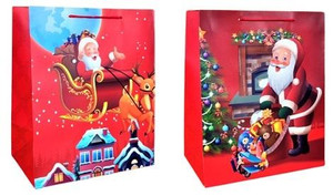 Christmas Gift Bag Santa 260x320 12pcs, assorted patterns