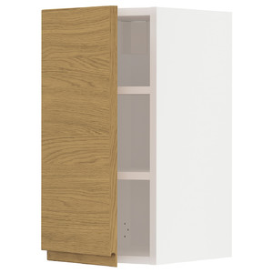METOD Wall cabinet with shelves, white/Voxtorp oak effect, 30x60 cm