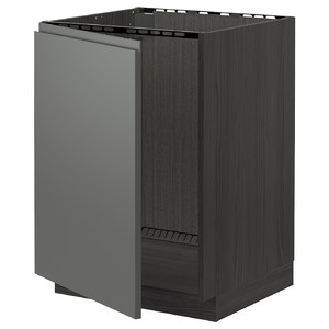 METOD Base cabinet for sink, black/Voxtorp dark grey, 60x60 cm