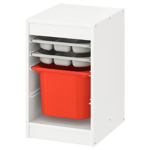 TROFAST Storage combination with box/trays, white grey/orange, 34x44x56 cm