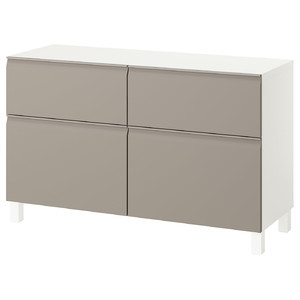 BESTÅ Storage combination w doors/drawers, white Hammarsmed/Stubbarp/beige, 120x42x74 cm