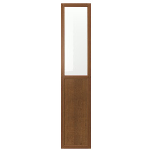 OXBERG Panel/glass door, brown ash veneer, 40x192 cm