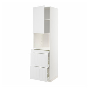 METOD / MAXIMERA Hi cab f micro combi w door/3 drwrs, white/Stensund white, 60x60x220 cm