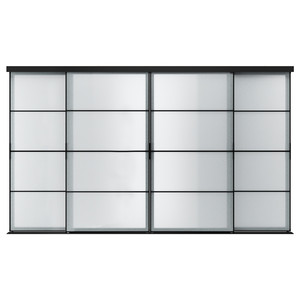 SKYTTA / SVARTISDAL Sliding door combination, black/white paper, 351x205 cm