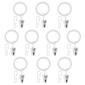 SYRLIG Curtain ring with clip and hook, white, 25 mm