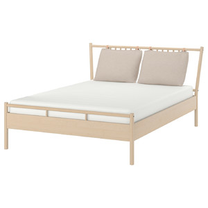 BJÖRKSNÄS Bed frame, birch/birch veneer/Lindbåden, 140x200 cm