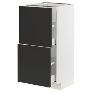 METOD / MAXIMERA Base cabinet with 2 drawers, white/Nickebo matt anthracite, 40x37 cm