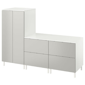 SMÅSTAD / PLATSA Wardrobe, white grey/with 2 chest of drawers, 180x57x133 cm