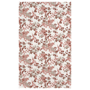 RINGBUK Tablecloth, white beige/red/leaves, 145x320 cm